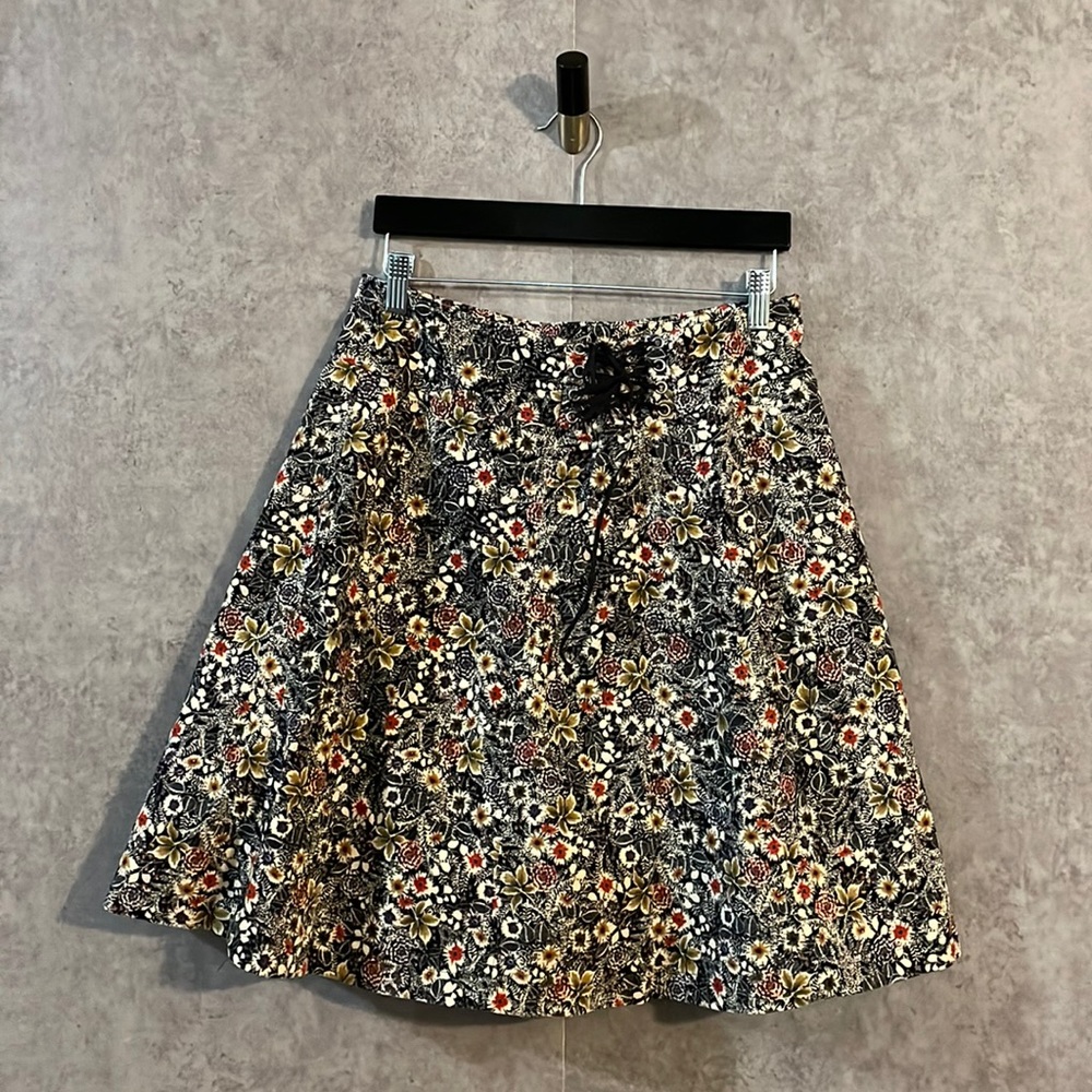 Edme & Esyllte A-Line Circle Skirt Corset Anthropologie Corduroy Velvet Floral